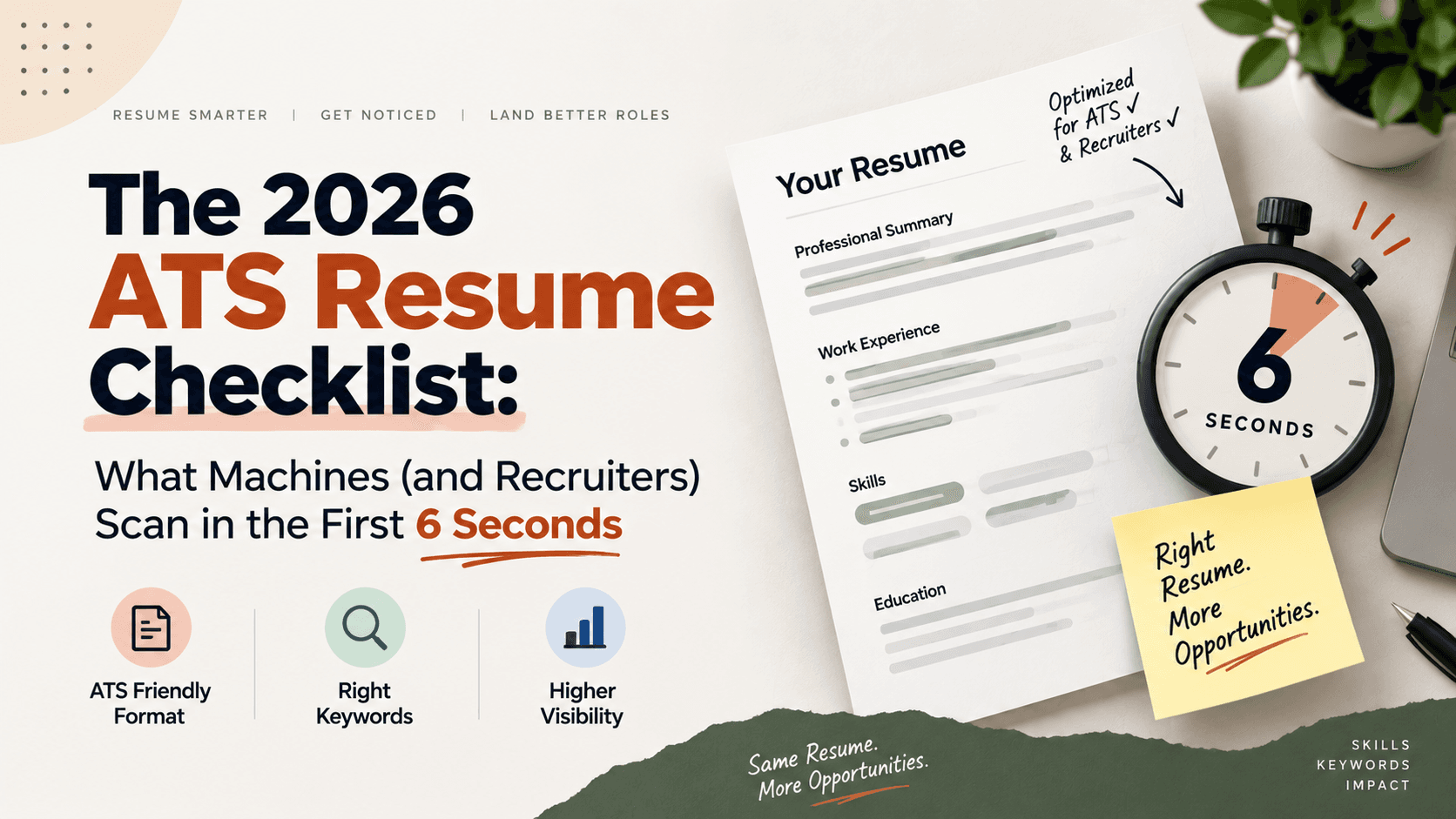 The 2026 ATS Resume Checklist: What Machines (and Recruiters) Scan in the First 6 Seconds