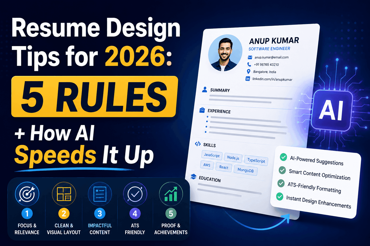 Resume Design Tips for 2026: 5 Rules + How AI Speeds It Up